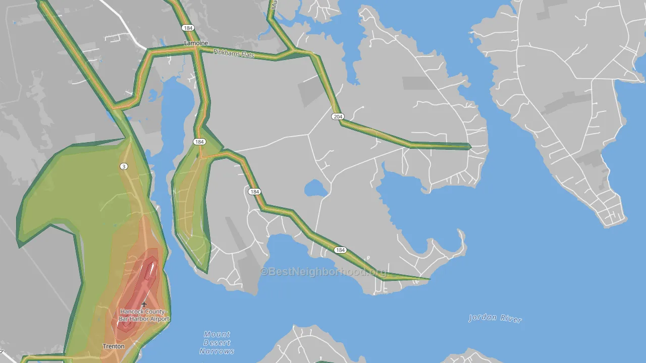 Lamoine, ME Map of Noise Levels in Lamoine