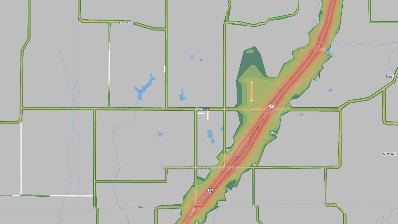 Lamoni, IA Map of Noise Levels in Lamoni