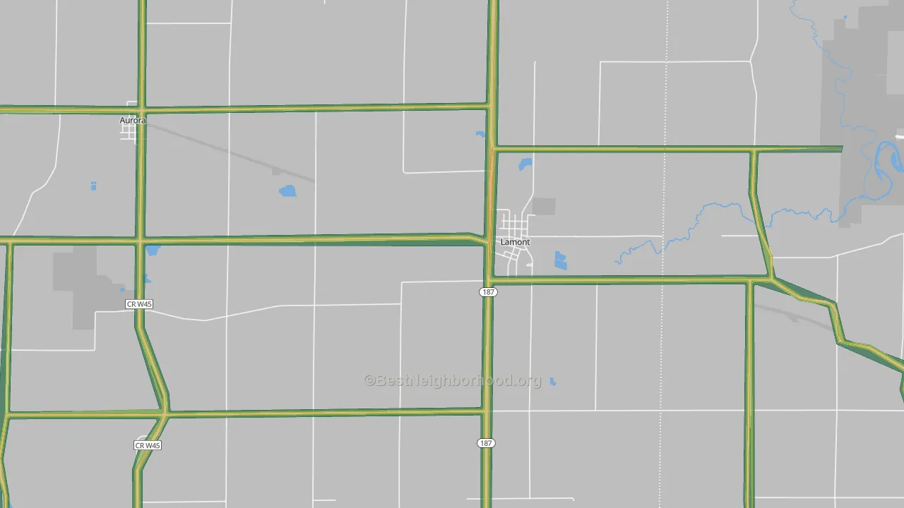 Lamont, IA Map of Noise Levels in Lamont