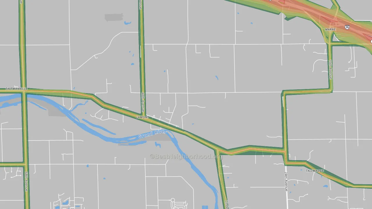 Lamont, MI Map of Noise Levels in Lamont