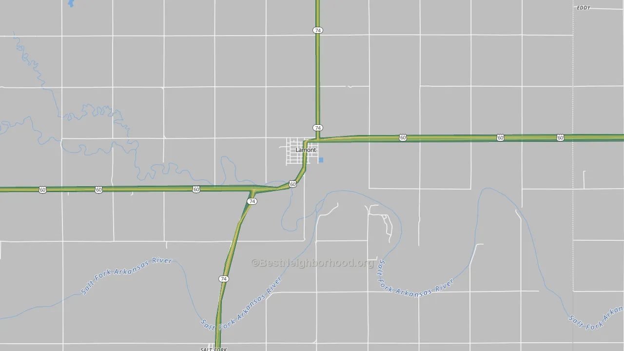 Lamont, OK Map of Noise Levels in Lamont