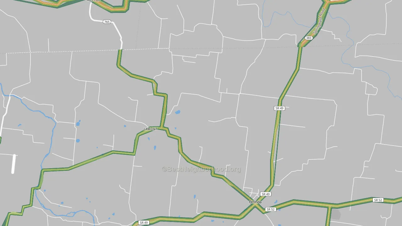 Lamont, TN Map of Noise Levels in Lamont