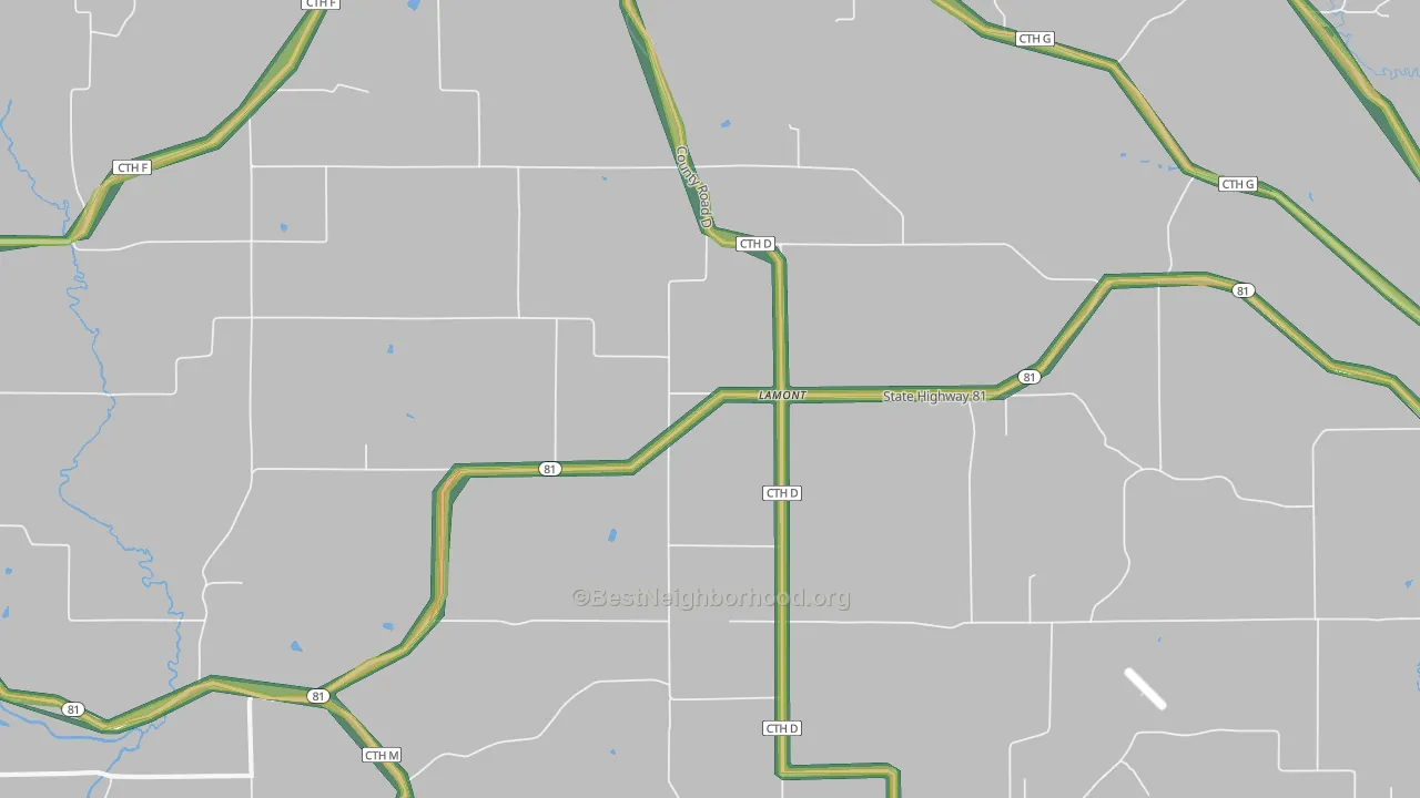 Lamont, WI Map of Noise Levels in Lamont