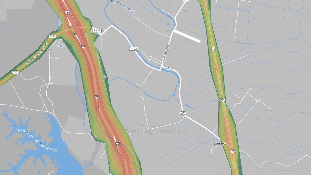 Lamourie, LA Map of Noise Levels in Lamourie