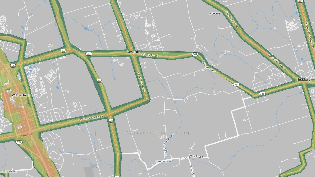 Lampeter, PA Map of Noise Levels in Lampeter