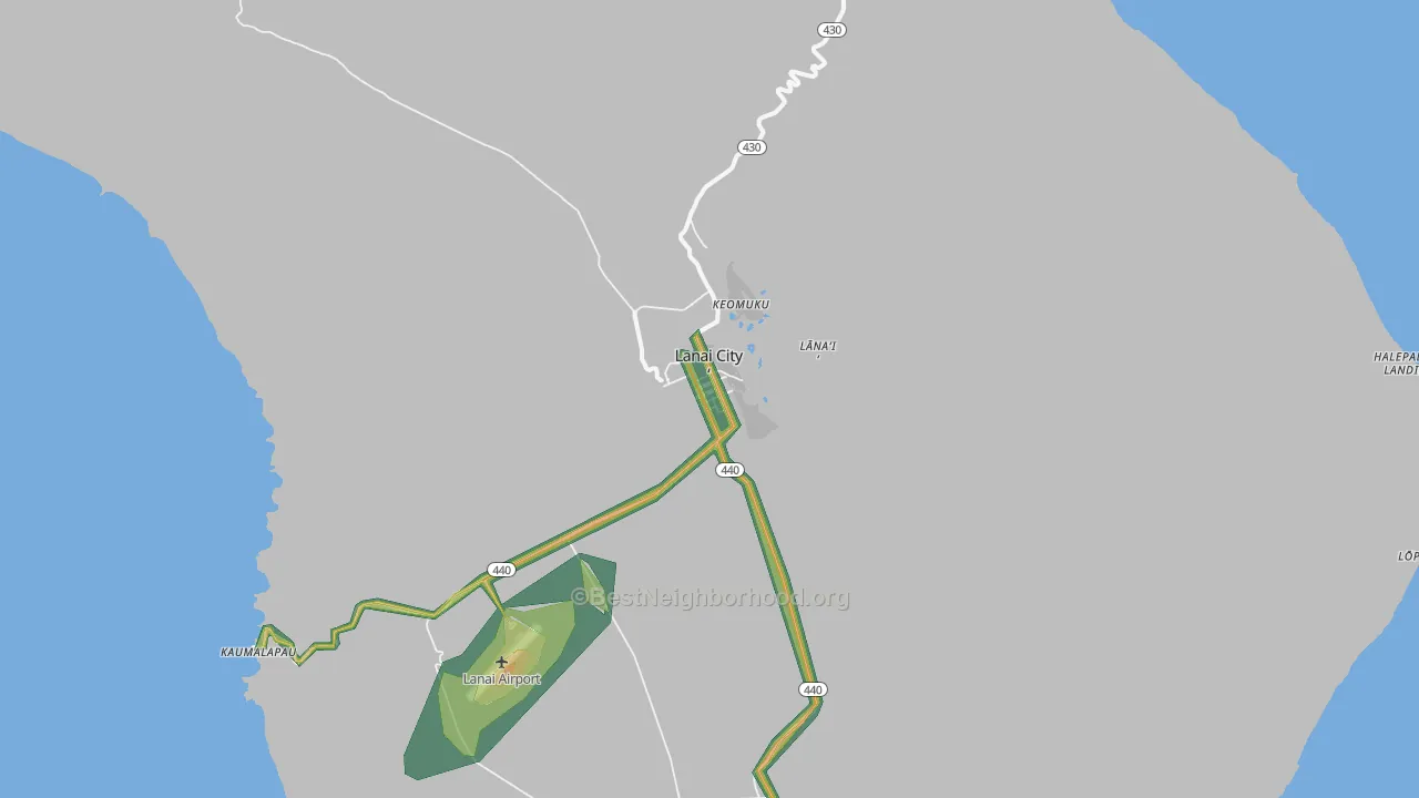 Lanai City, HI Map of Noise Levels in Lanai City