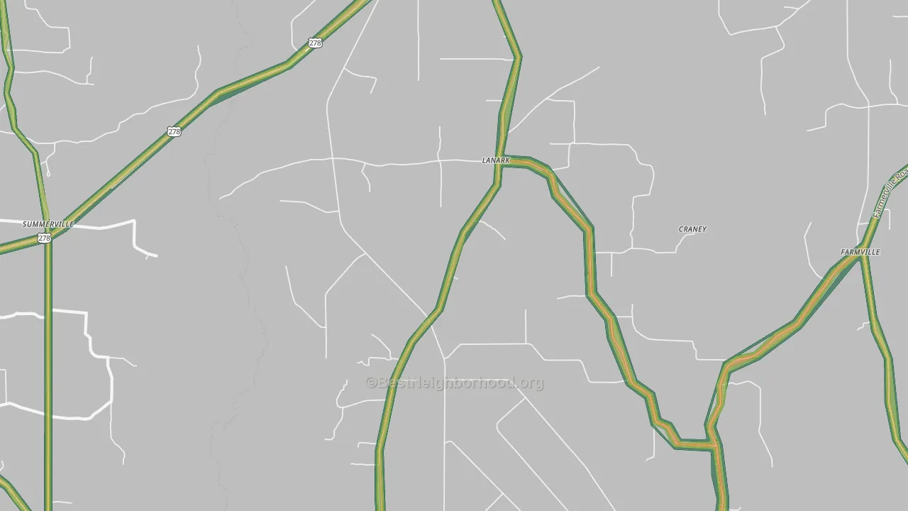 Lanark, AR Map of Noise Levels in Lanark