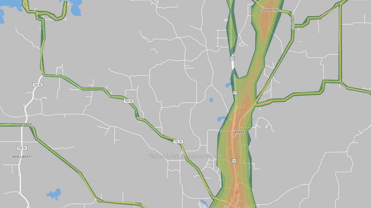 Lanark, TX Map of Noise Levels in Lanark
