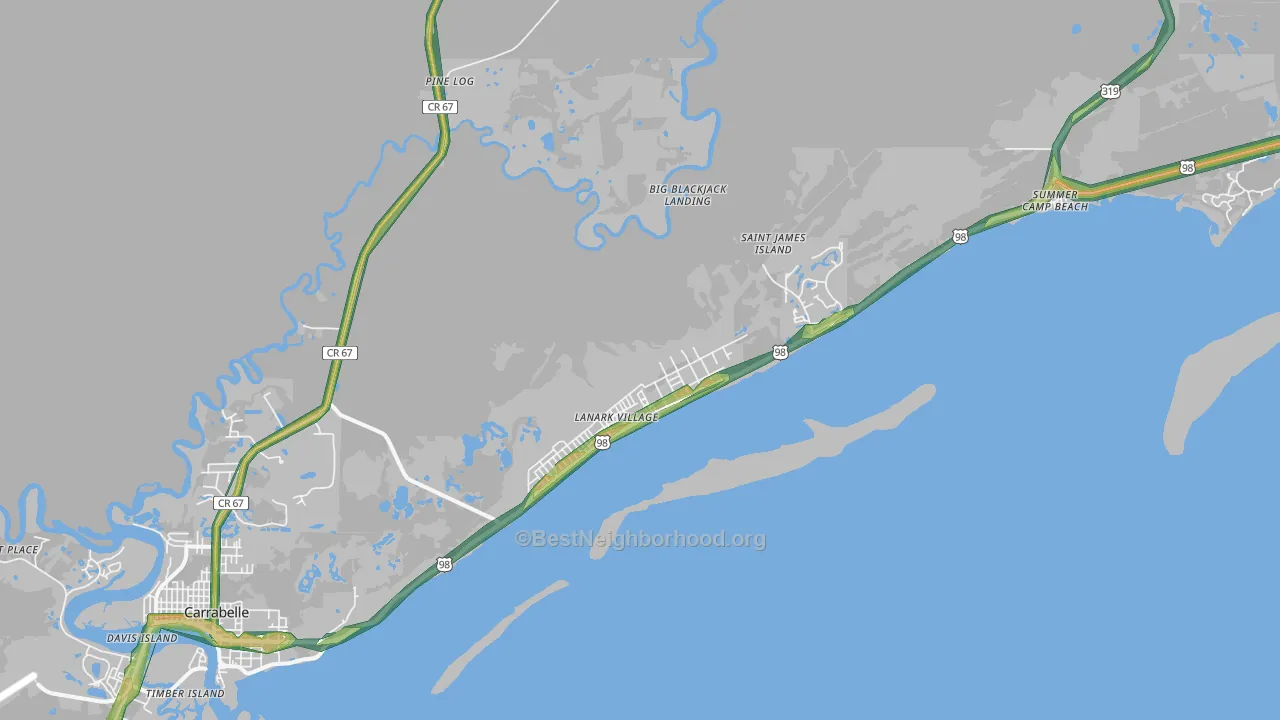 Lanark Village, FL Map of Noise Levels in Lanark Village