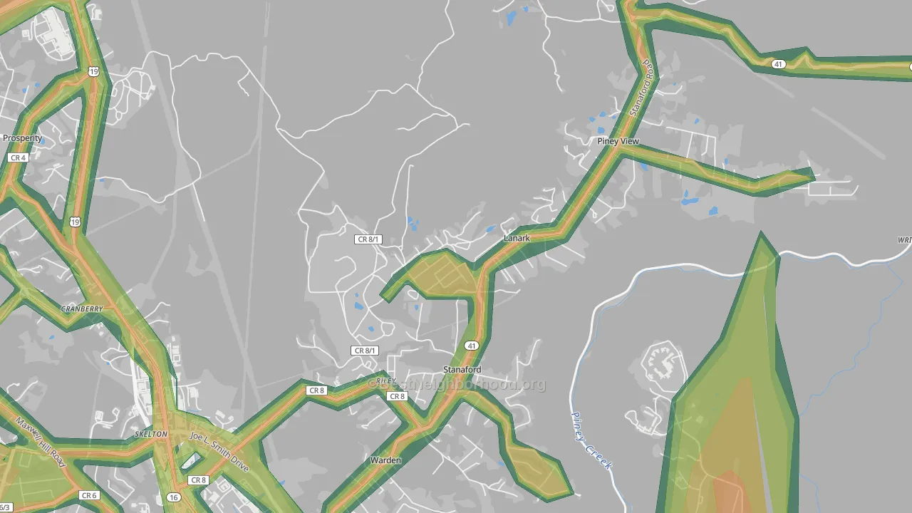 Lanark, WV Map of Noise Levels in Lanark