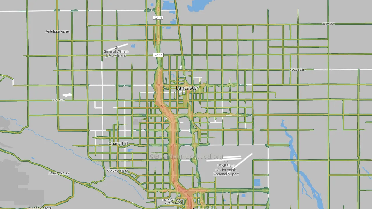 Lancaster, CA Map of Noise Levels in Lancaster