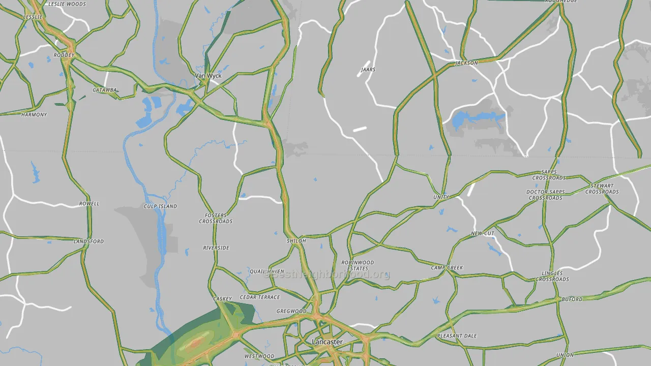 Lancaster County, SC Map of Noise Levels in Lancaster County
