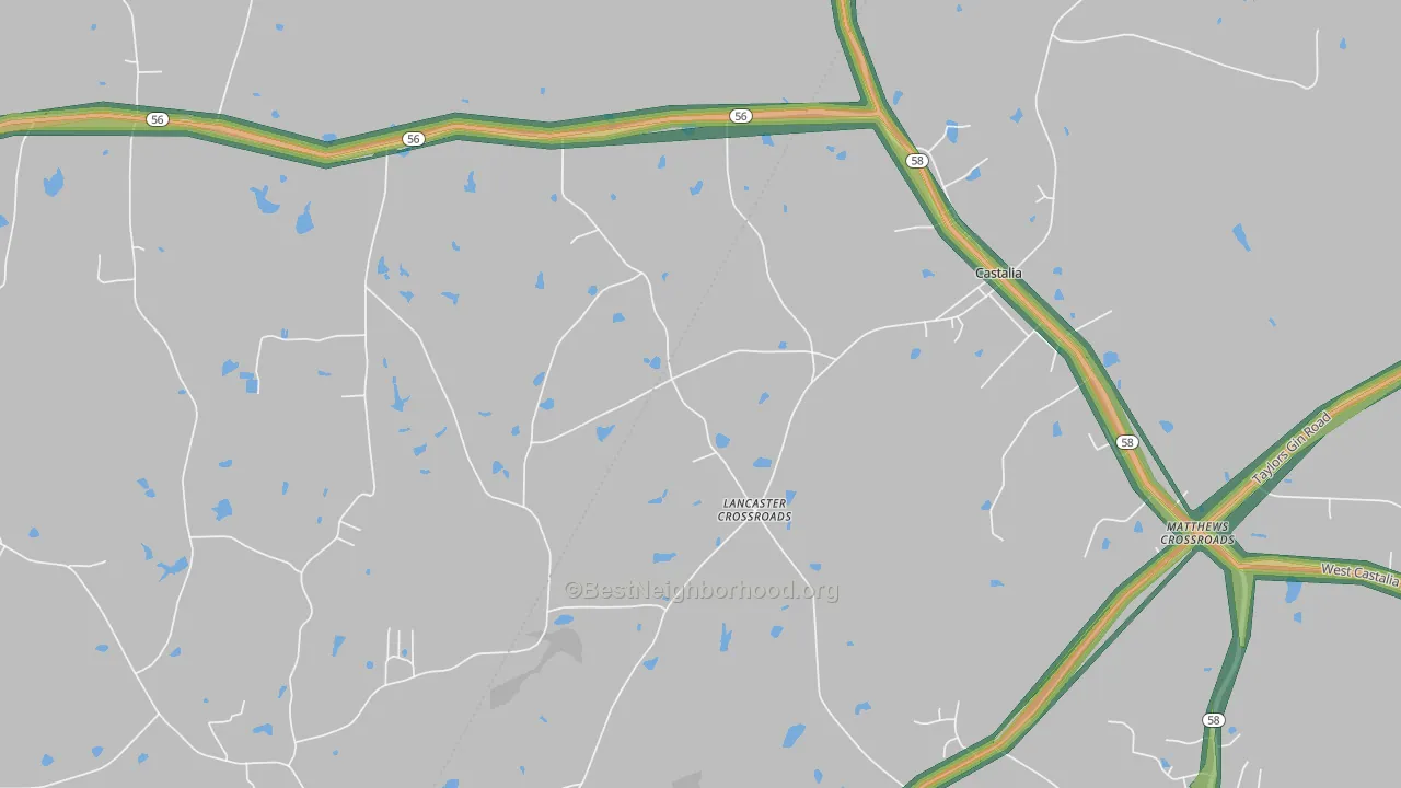 Lancaster Crossroads, NC Map of Noise Levels in Lancaster Crossroads