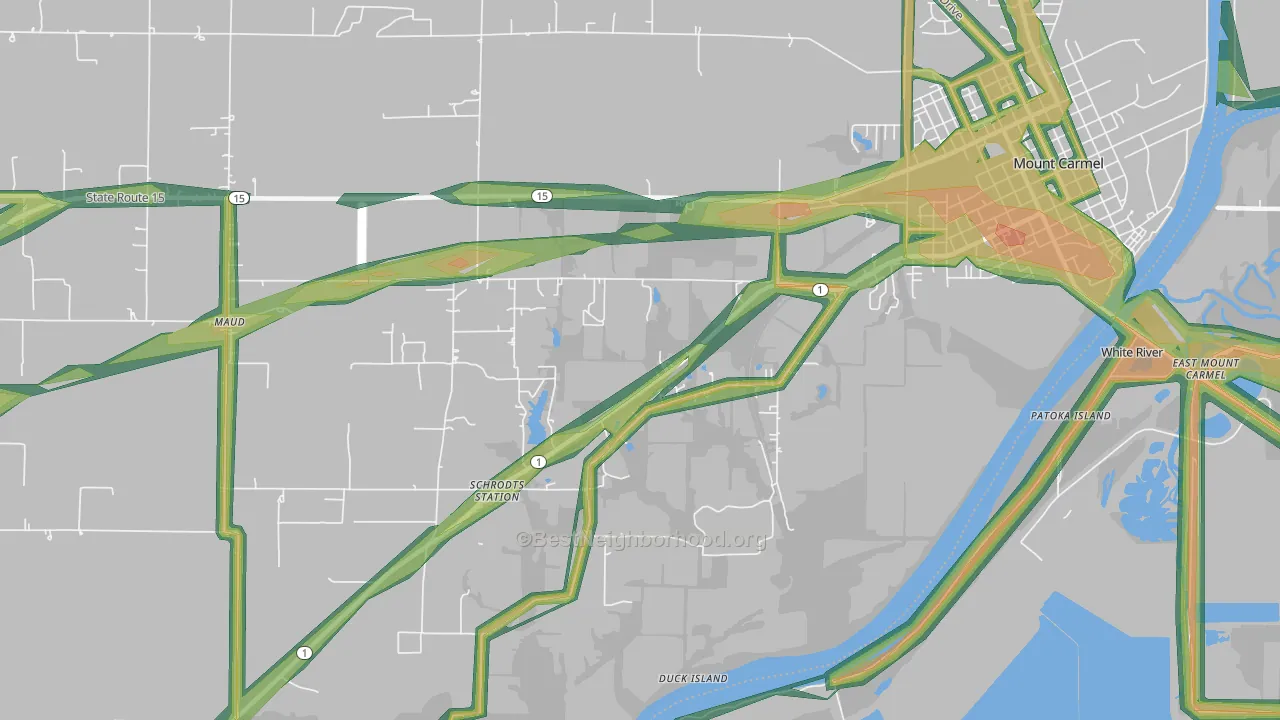 Lancaster, IL Map of Noise Levels in Lancaster