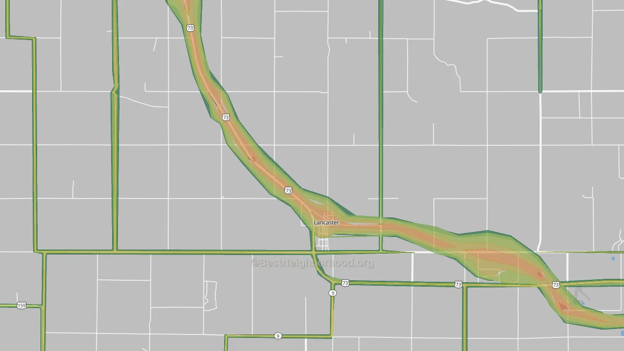 Lancaster, KS Map of Noise Levels in Lancaster