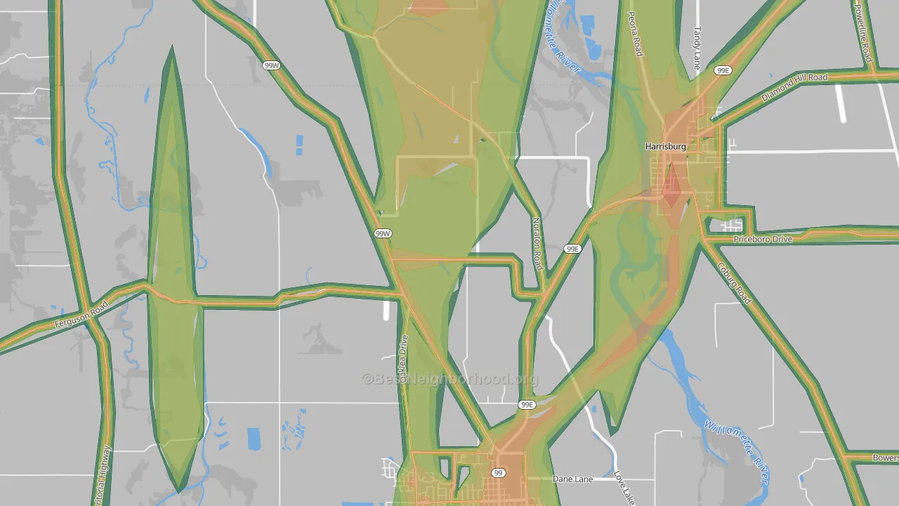 Lancaster, OR Map of Noise Levels in Lancaster