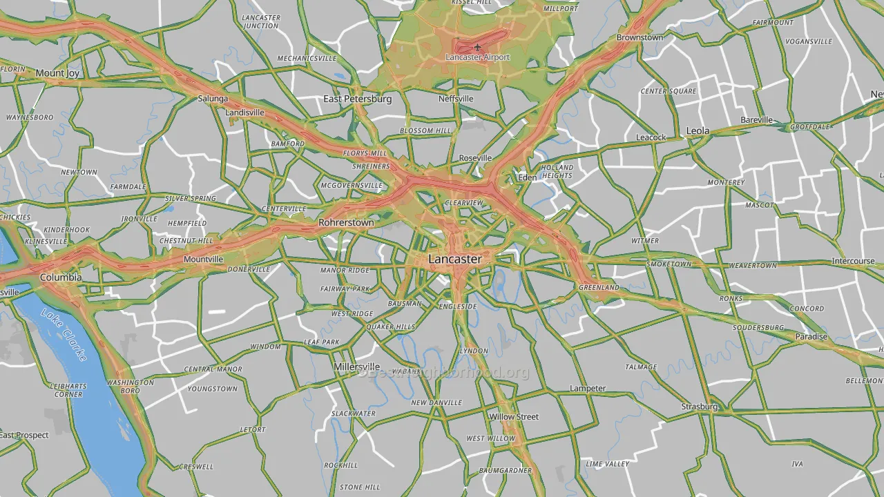 Lancaster, PA Map of Noise Levels in Lancaster