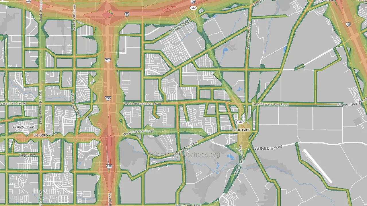 Lancaster, TX Map of Noise Levels in Lancaster
