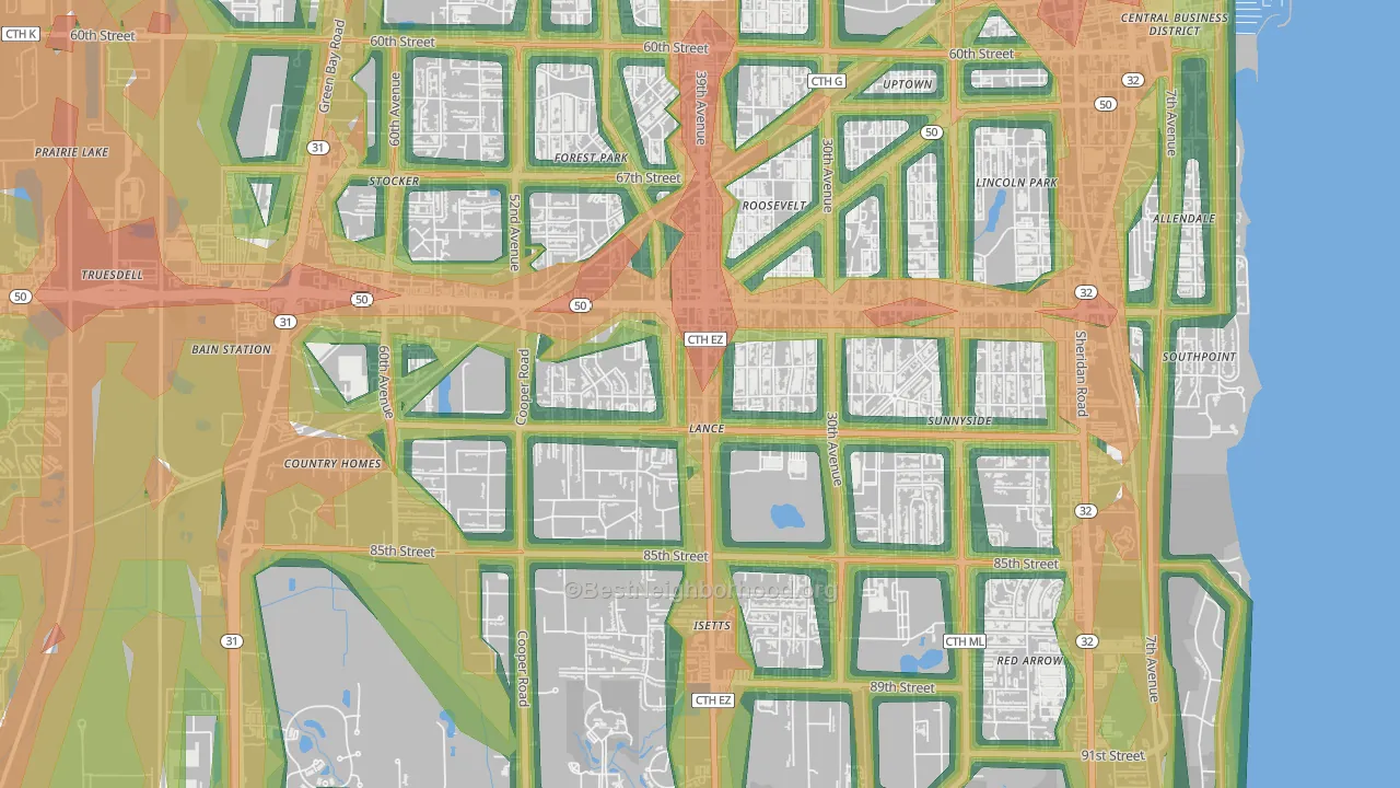 Lance, Kenosha, WI Map of Noise Levels in Lance