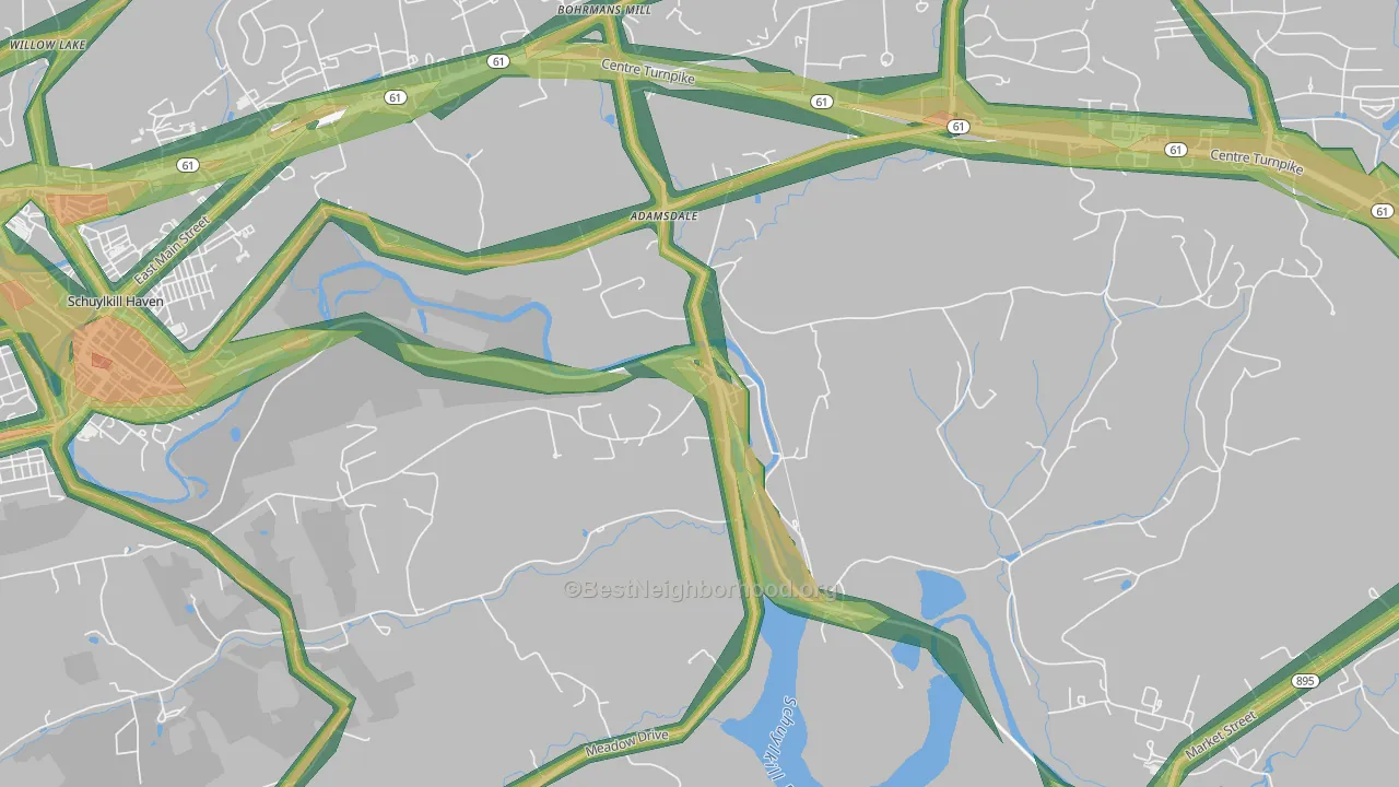Landingville, PA Map of Noise Levels in Landingville
