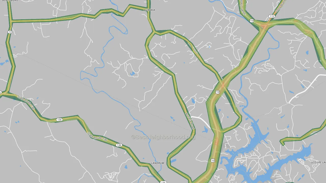 Landrum, GA Map of Noise Levels in Landrum