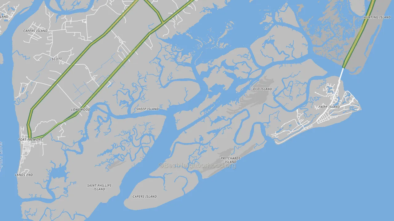 Lands End, SC Map of Noise Levels in Lands End