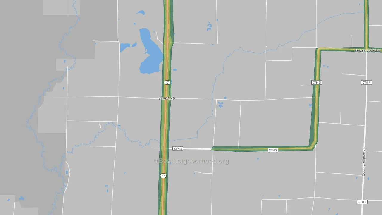 Landstad, WI Map of Noise Levels in Landstad
