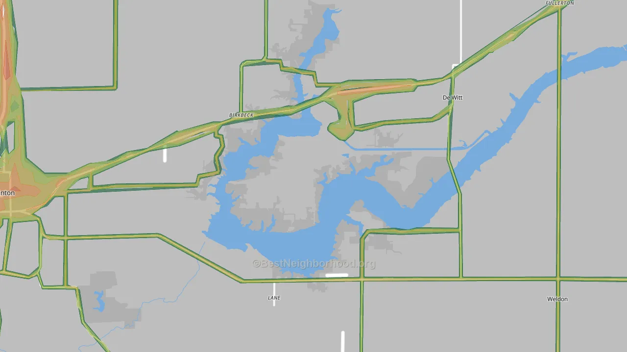 Lane, IL Map of Noise Levels in Lane