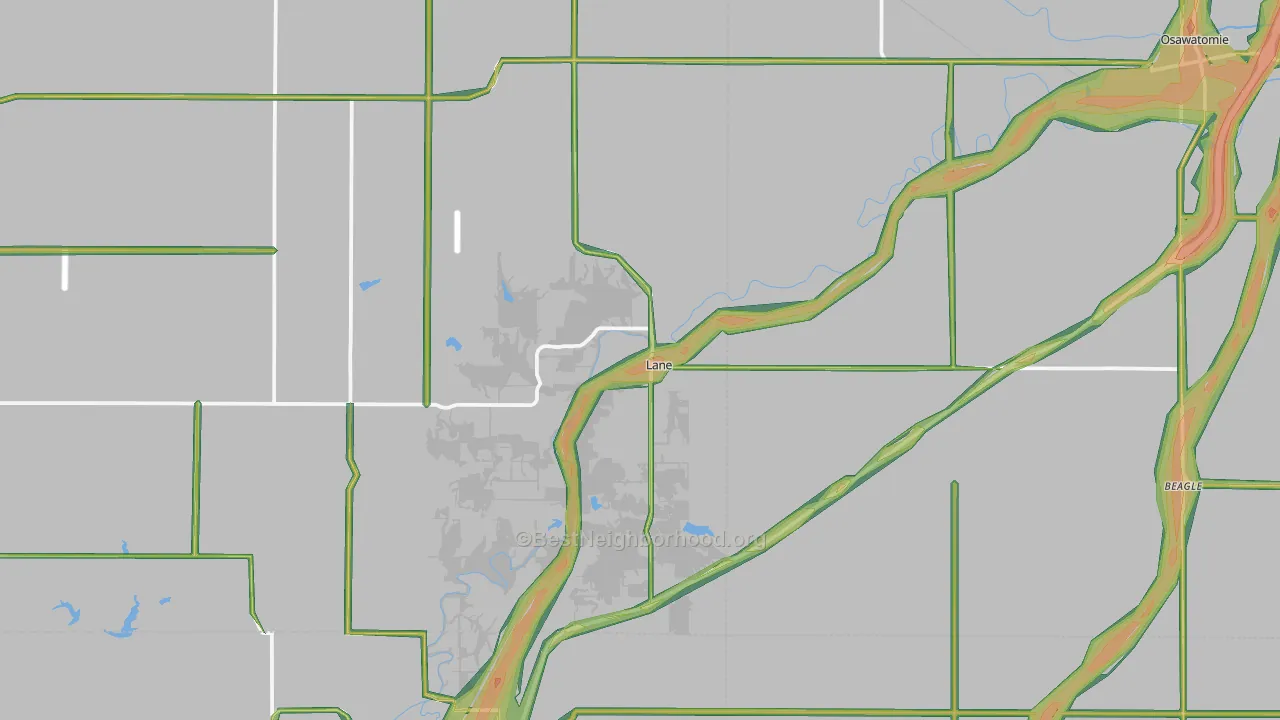 Lane, KS Map of Noise Levels in Lane