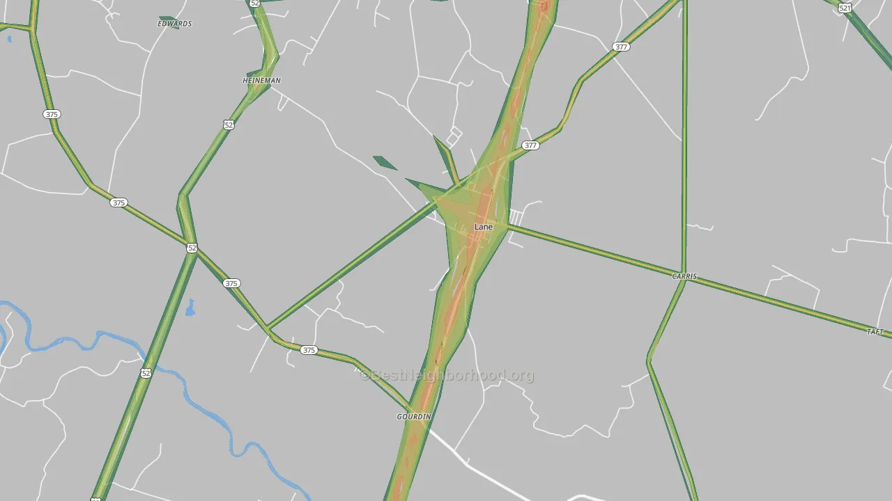 Lane, SC Map of Noise Levels in Lane