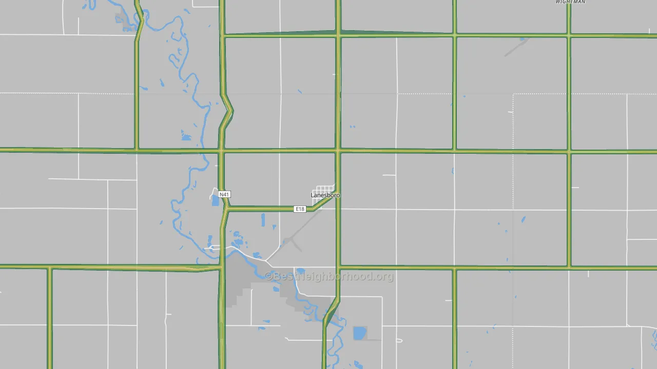Lanesboro, IA Map of Noise Levels in Lanesboro
