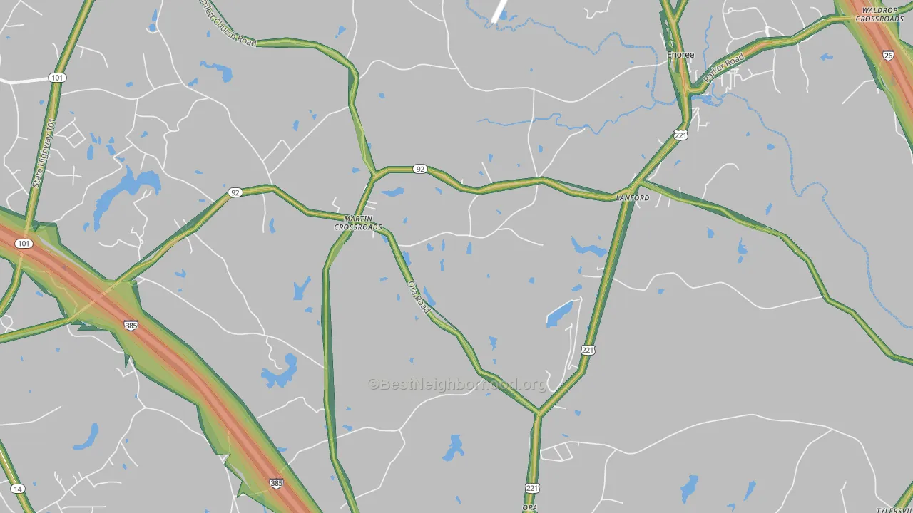 Lanford, SC Map of Noise Levels in Lanford