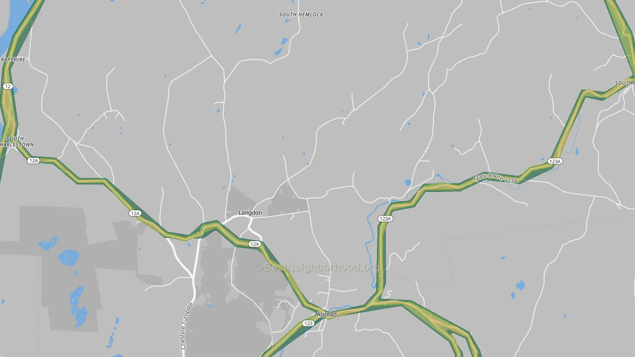 Langdon, NH Map of Noise Levels in Langdon