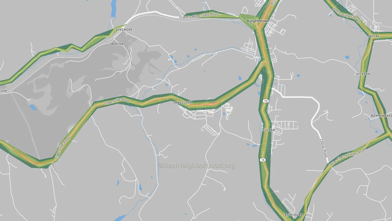 Langeloth, PA Map of Noise Levels in Langeloth