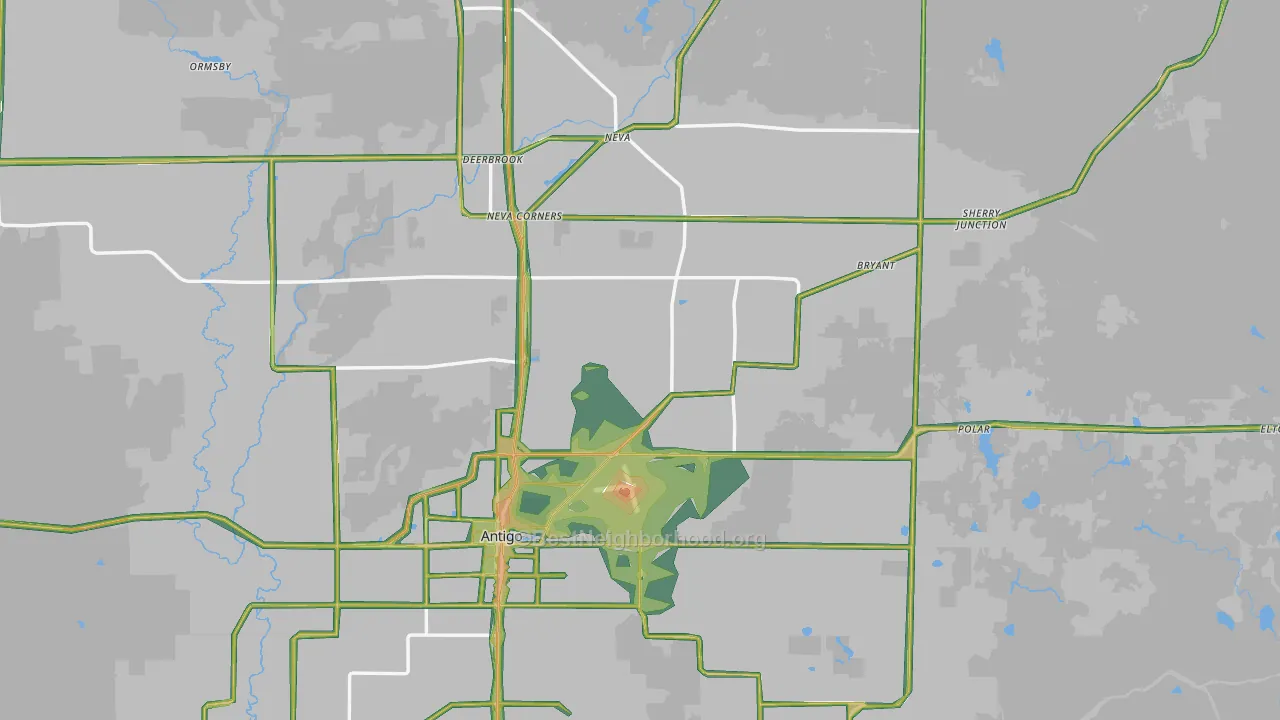 Langlade County, WI Map of Noise Levels in Langlade County