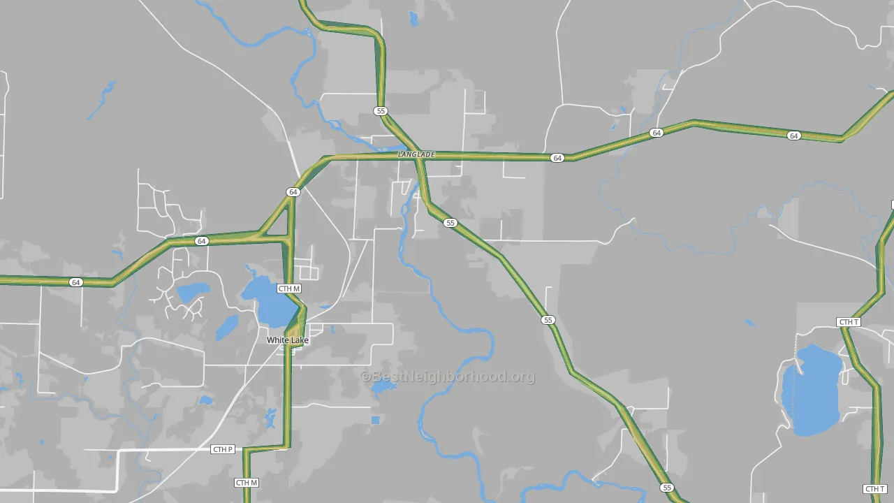 Langlade, WI Map of Noise Levels in Langlade