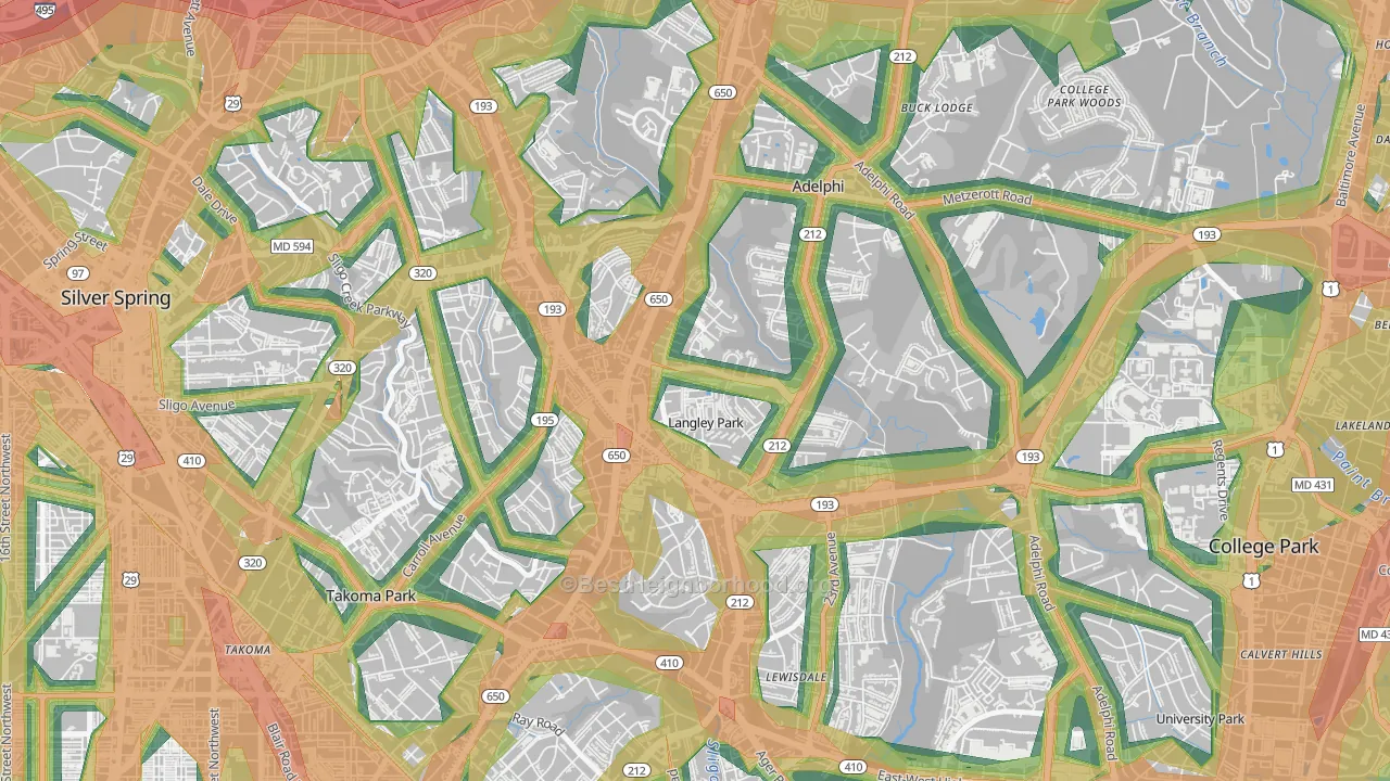 Langley Park, Hyattsville, MD Map of Noise Levels in Langley Park