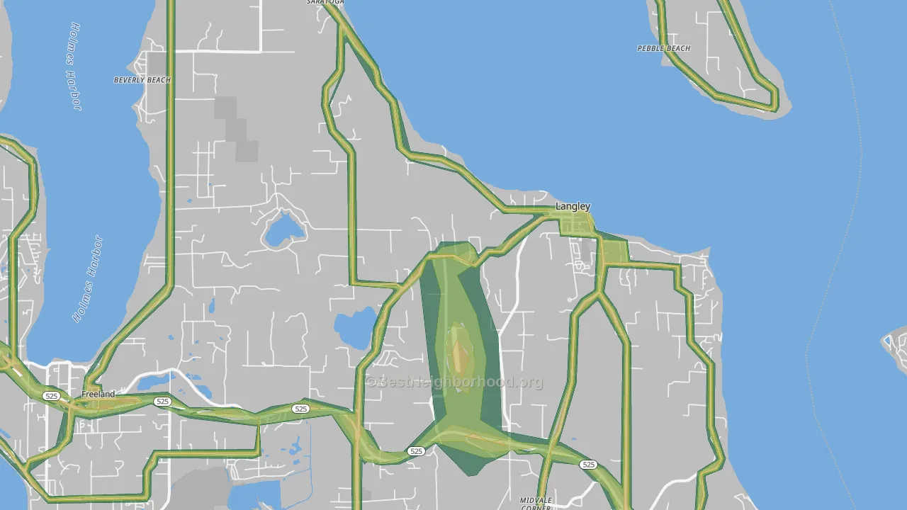 Langley, WA Map of Noise Levels in Langley