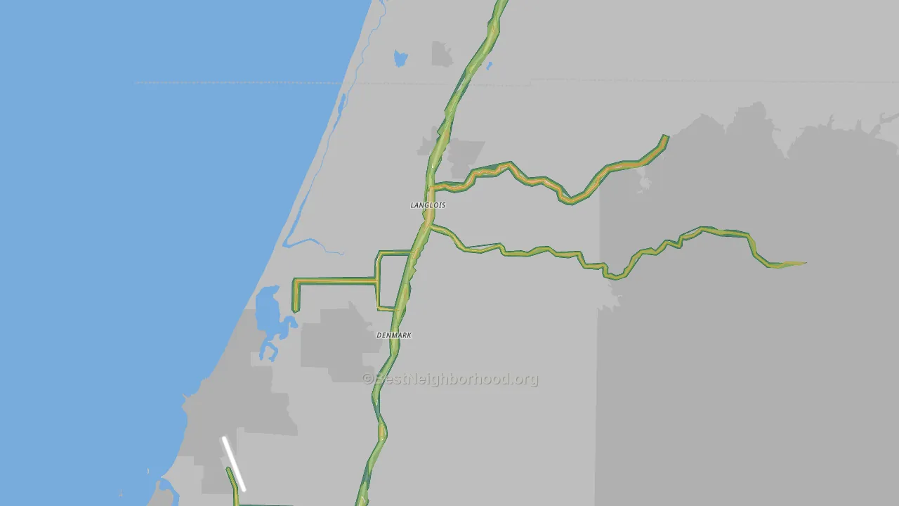 Langlois, OR Map of Noise Levels in Langlois