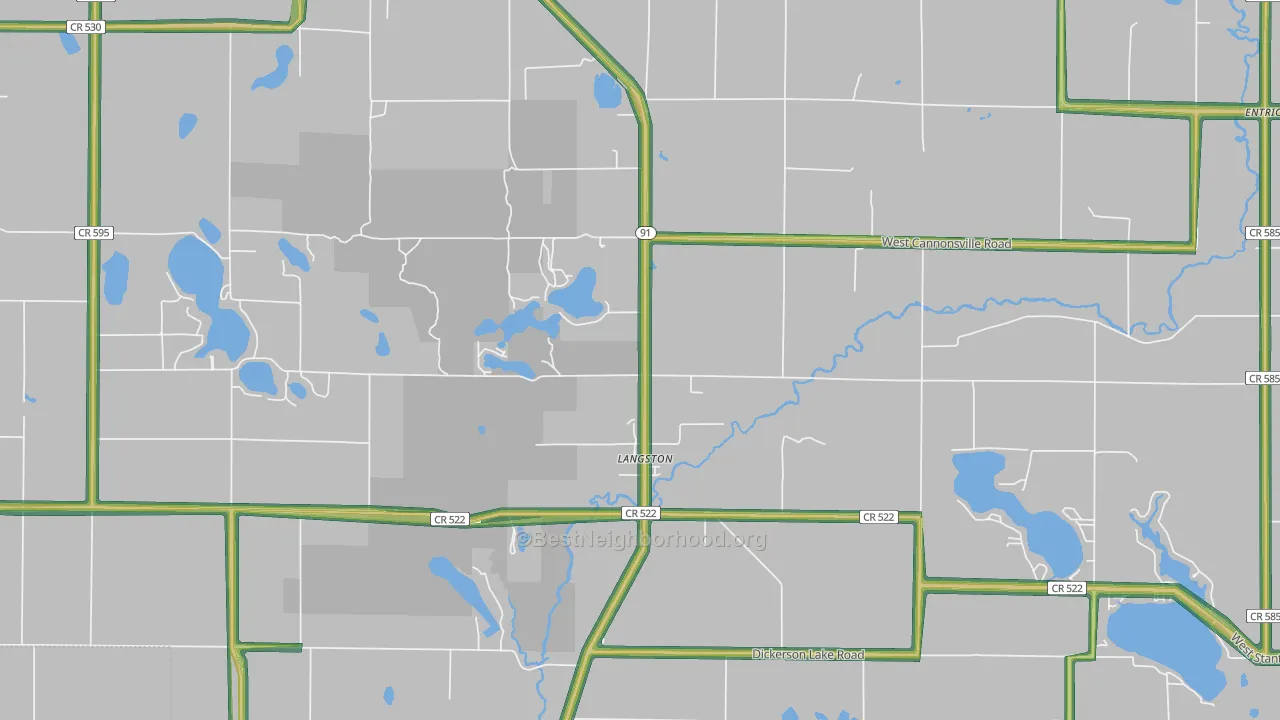 Langston, MI Map of Noise Levels in Langston