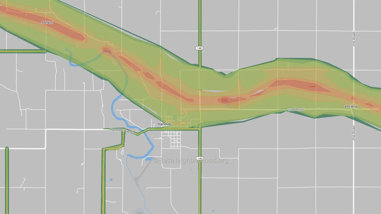 Lanham, KS Map of Noise Levels in Lanham