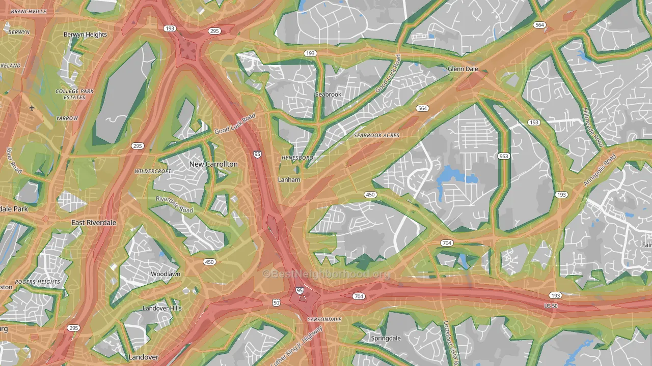 Lanham, MD Map of Noise Levels in Lanham