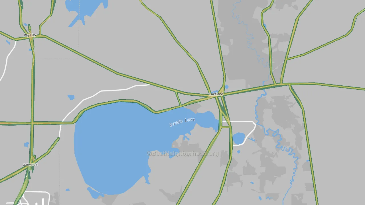 Lanier County, GA Map of Noise Levels in Lanier County