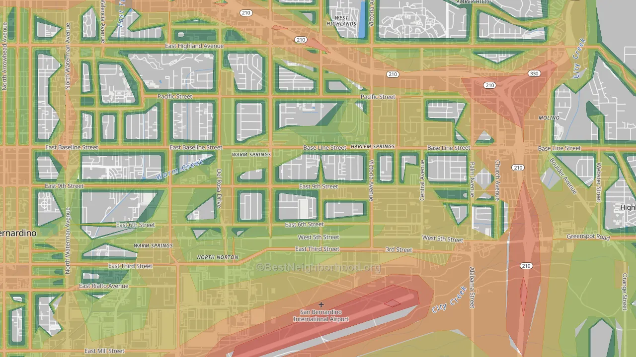 Lankershim, Highland, CA Map of Noise Levels in Lankershim
