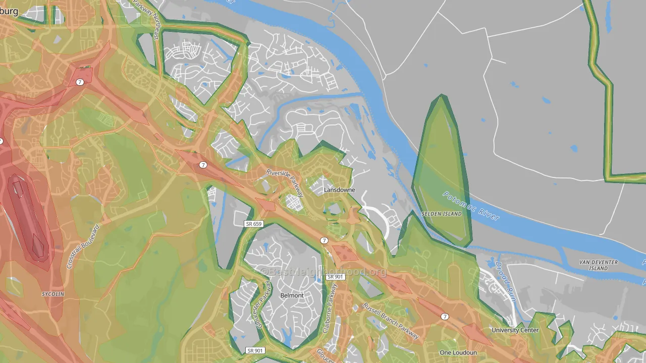 Lansdowne, VA Map of Noise Levels in Lansdowne