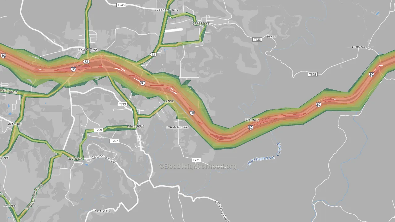 Lanse, PA Map of Noise Levels in Lanse