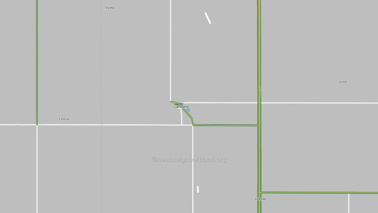 Lansford, ND Map of Noise Levels in Lansford