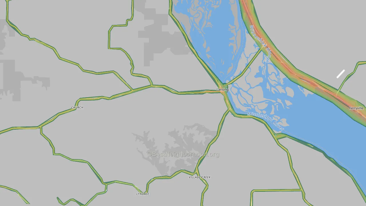 Lansing, IA Map of Noise Levels in Lansing