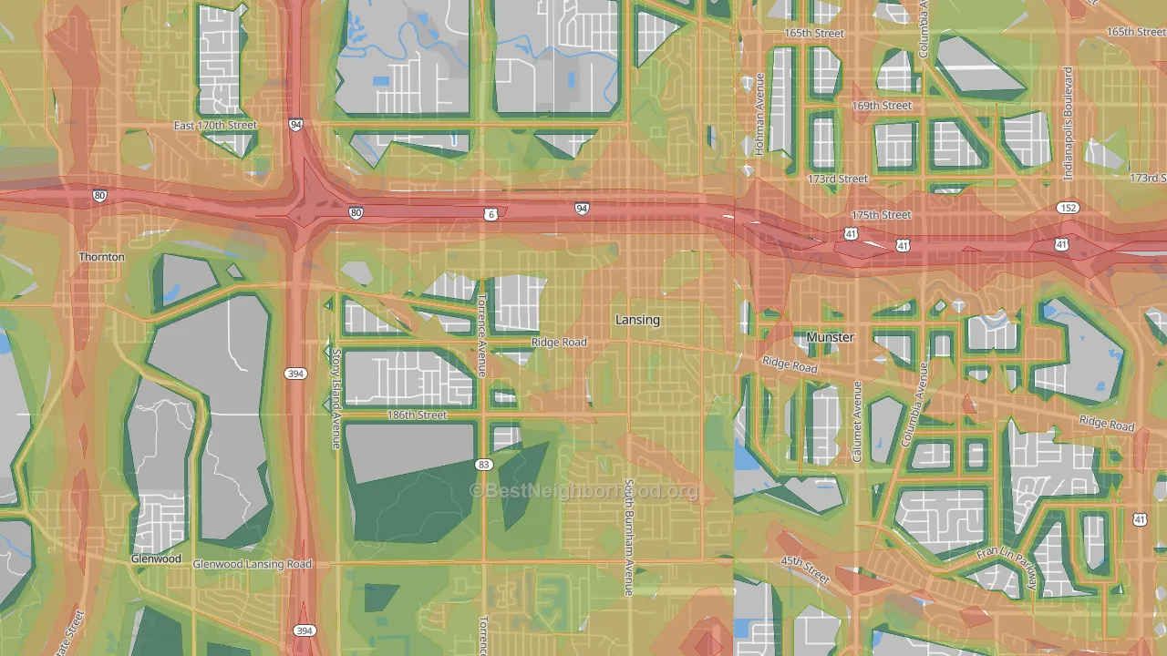 Lansing, IL Map of Noise Levels in Lansing