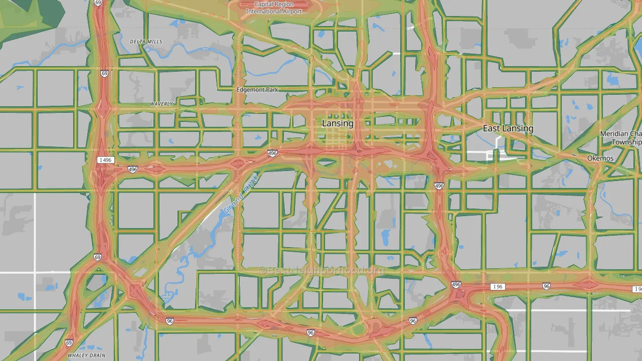 Lansing, MI Map of Noise Levels in Lansing